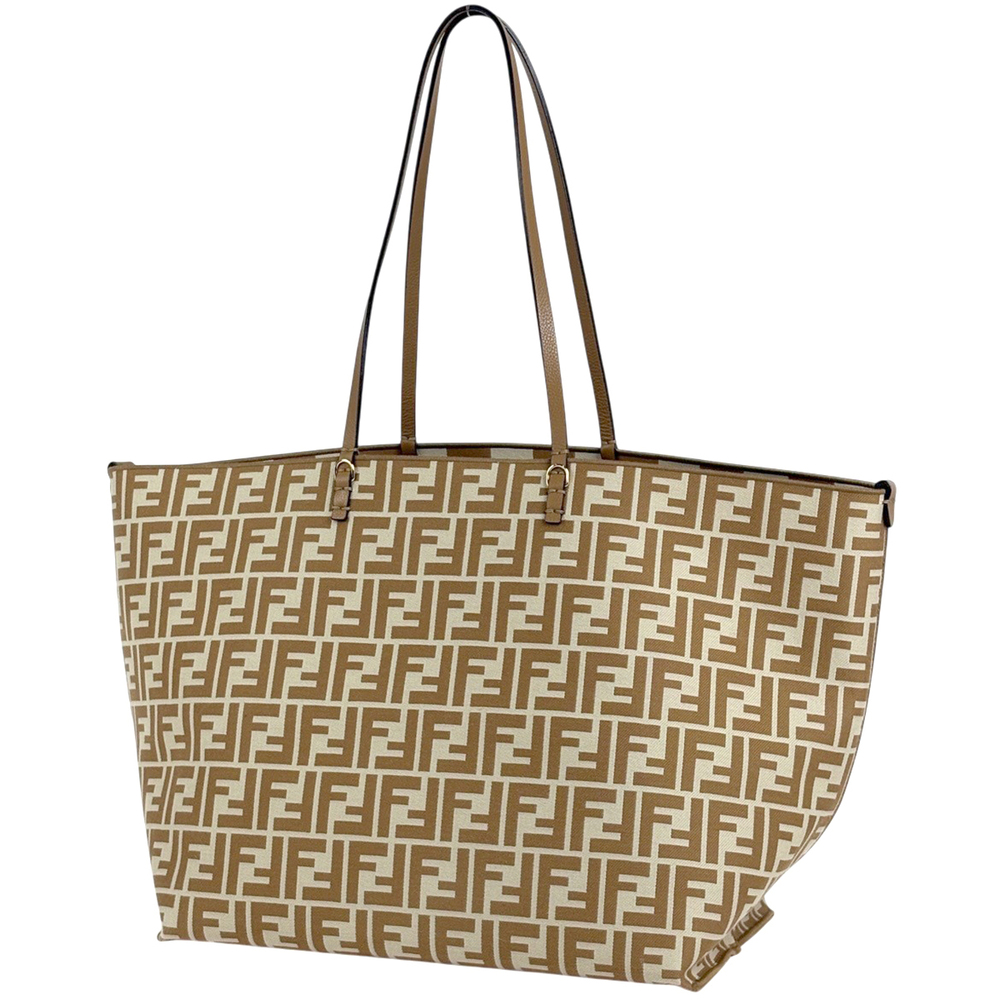 Fendi Roll Reversible Tote Bag Pecan FF Canvas Beige